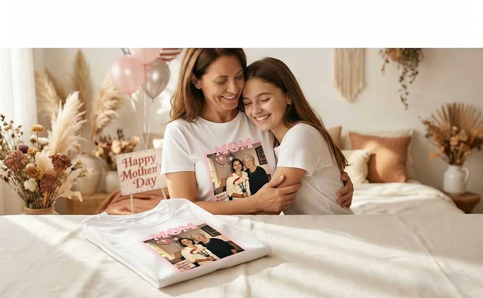 Mother's Day - Customize a Short-Sleeved Shirt for Your Mother and add a Photo on it as a for her - This Shirt is Produced in an American Factory and Shipped. Black or white