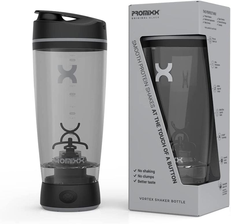 Promixx Original Shaker Bottle - Battery-Powered for Smooth Protein Shakes - BPA Free, 20Oz Cup (Black)