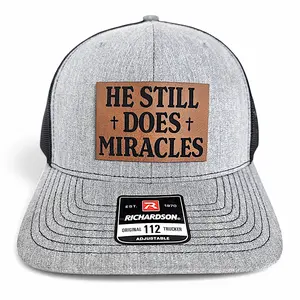 Richardson 112 Cap He Still Does Miracles Hat, Christian Leather Patch Faith Hat