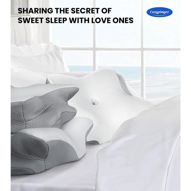 Ultra Pain Relief Cooling Pillow for Neck Support, Adjustable Cervical Pillow Cozy Sleeping, Odorless Ergonomic Contour Memory Foam Pillows, Orthopedic Bed Pillow for Side Back Stomach Sleeper Cozyplayer