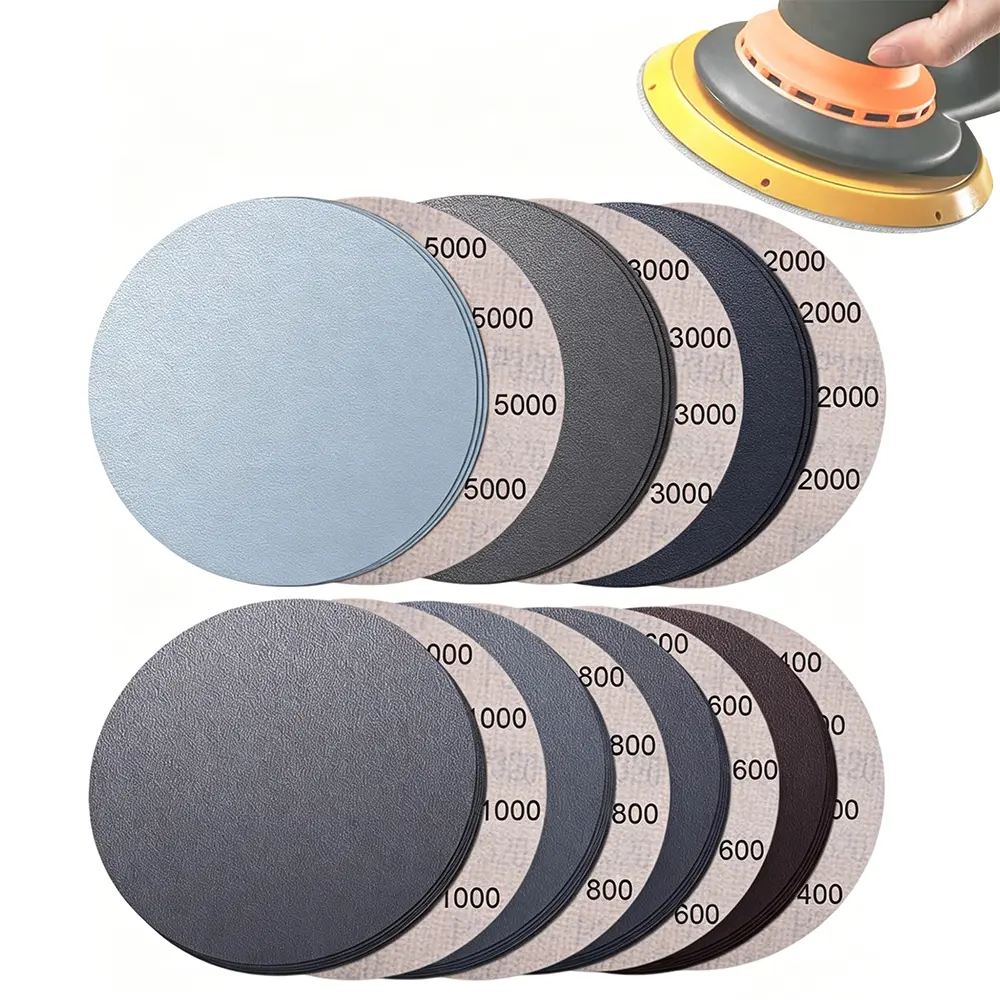 70 pcs 6-inch hook and loop sandpaper disc, 5000 3000 2000 1000 800 600 400 grit sandpaper, suitable for both dry and wet use, suitable for woodworking, automotive, metal and stone, suitable for DIY enthusiasts, carpenters and automotive beauticians