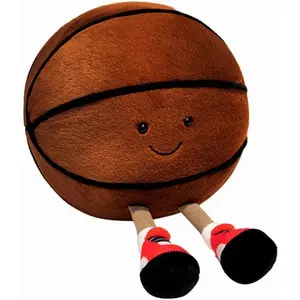10inch basketball plush toy, soft filled sports plush ball, cute and interesting American football doll toy with feet, creative football ball decoration pillow, Christmas children's gift