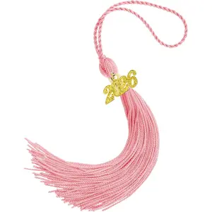 2026 Pink Graduation Cap Tassels with 2026 Year Gold Charms for Grad Cap Accessories, Graduation Ceremonies Memorial Decorations