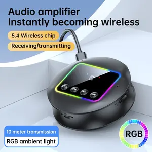 Bluetooth-compatible Compatible Audio Transmitter & Receiver, HiFi Bluetooth-compatible Adapter, Aux and Rca Interfaces, NFC Function, RGB Ambient Light for Home and Car Stereo Systems
