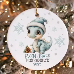 Custom Dinosaur 1st Christmas Ornament, Personalized Baby Christmas Dino Ornaments, Baby Christmas Gift Ornament, First Christmas Keepsake