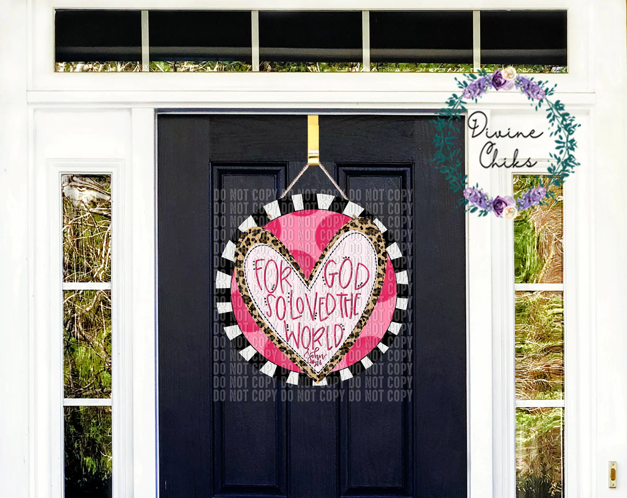 God so Loved Valentine Heart Door Hanger