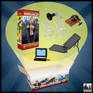 Talking Wrestling Ring Announcer & Accessory Set For WWE & AEW Wrestling Action Figures