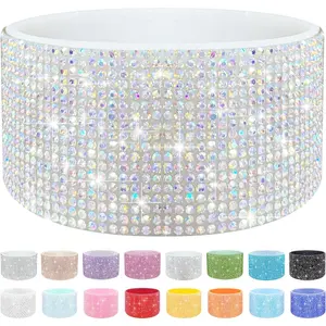 Diamond Glitter Silicone Boot for Stanley Cup 20-40oz Tumbler for Simple Modern 30-40oz Trek Tumbler Accessories for 2.8-2.9 inch Trapezoidal Cylinder Base Water Bottles Bottom Anti-Slip Sleeve