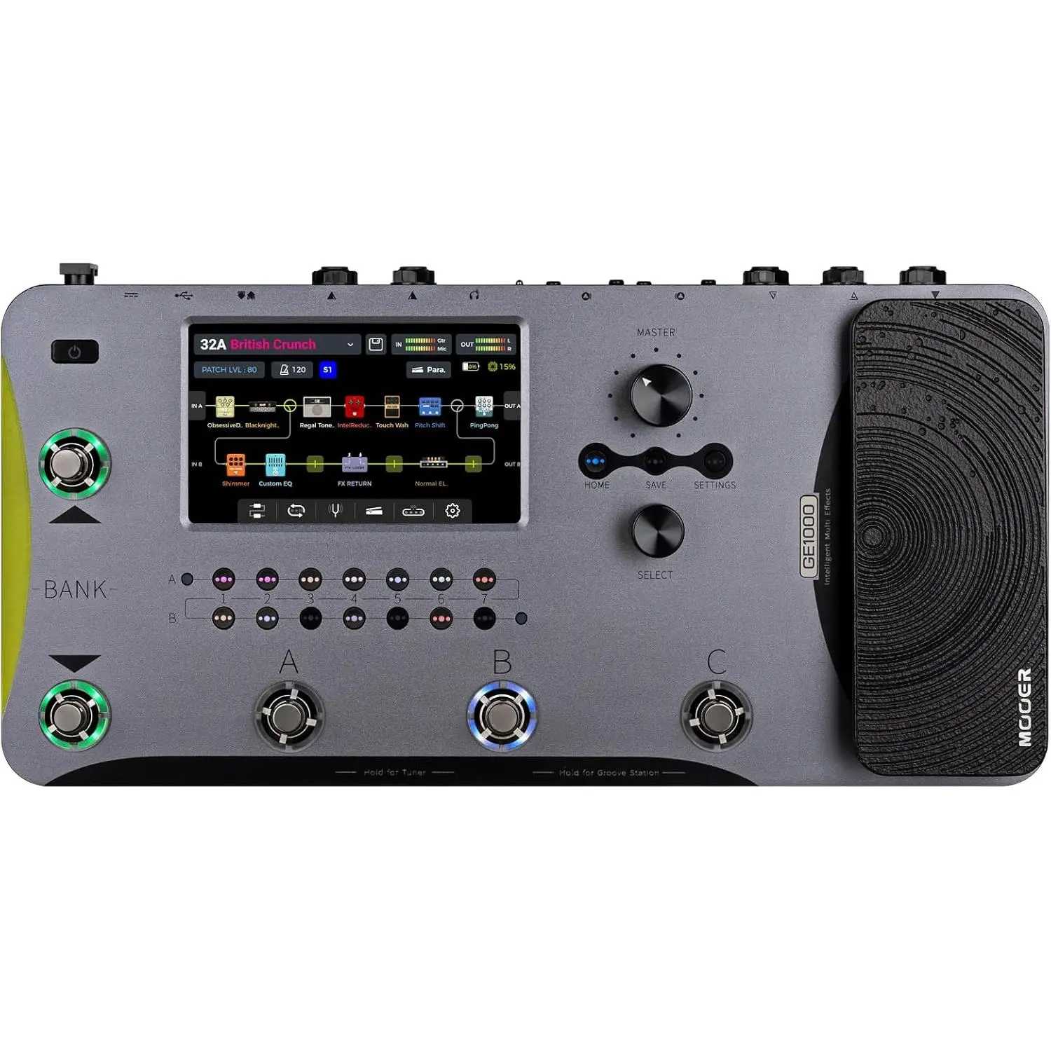 MOOER GE1000 Smart Guitar Multieffects Pedal Processor WIth 5" Touch Screen, 300+ Effects, AI Equalization Third-brand IRs, Stereo Sound, Surport Wireless Footswitch XLR, MIDI Port, APP Cloud Grey