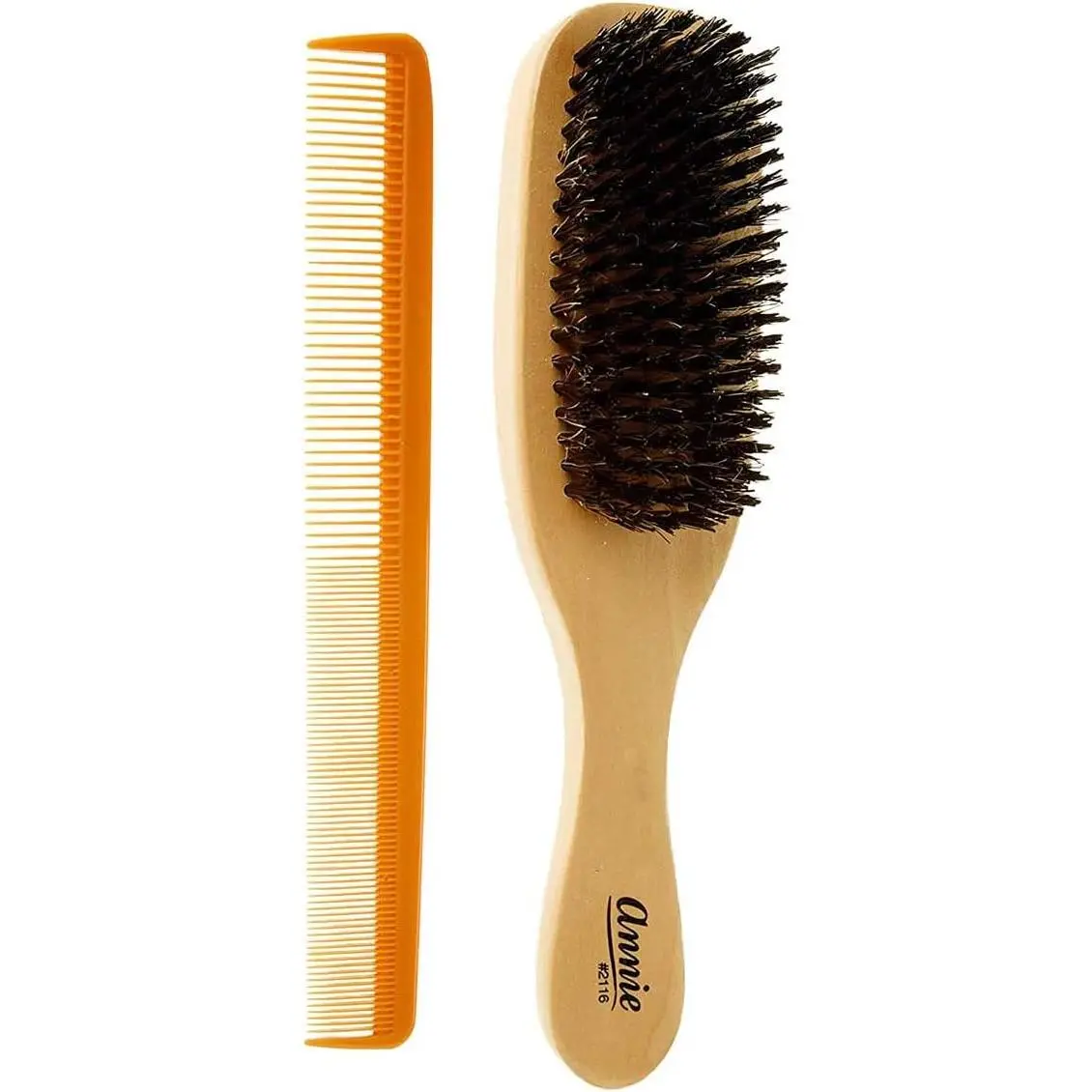 Annie Hard Wave Brush, Rectangular Styling Tool with Naturally Derived 100% Boar Bristles for Normal Hair, Hair Brushes & Combs, Hairdressing, 8.5'' Comb, Exfoliating, Pro Salon Use, Personal Care, Single Item, Unisex