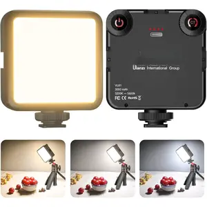 LED Video Light, VL81  Camera Light with 3 Cold Shoe Rechargeable 3000mAh  Bicolor Dimmable 3200K-5600K CRI95+ Portable Photography Photo Lighting Panel for YouTube DSLR Camcorder Vlog