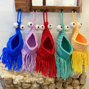 Lobster-Shaped Crochet Plant Hanger - Cotton, Plush Fabric Wall Decor for Home & Car Seats