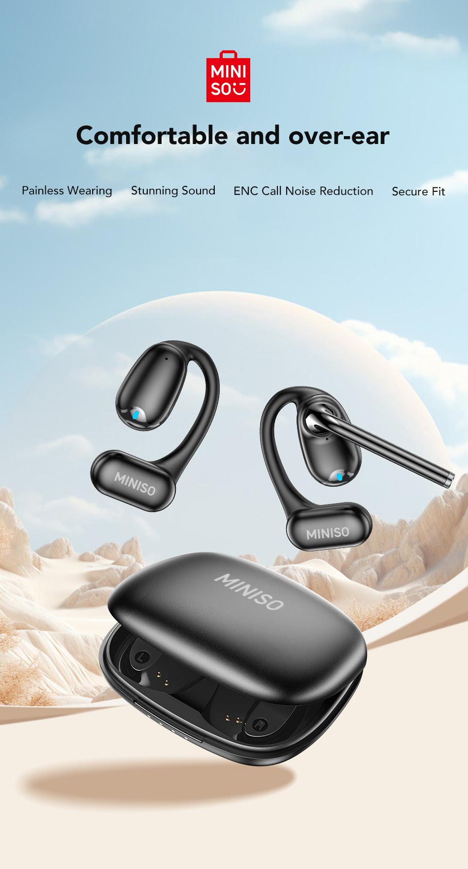 MINISO M66 Brand New Microphone Wireless Bluetooth Earbuds Super Voice Call Video Conferencing Office earbuds Open and Non-in-ear headset Business style stylish headphones and lightweight earbuds wireless support iOS and Android