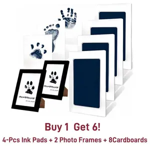 Buy 1 Get 6 Dog Nose Print Kit, Mess-Free Paw Print Stamp Pad for Dogs & Cats, Clean Touch Ink Pad, Ink Pad for Hand and Footprints, Print Photo Frame Kit, Dog Stuff pet memorial