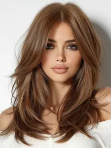 13x6 Synthetic Lace Front Wig, Straight Highlights, Medium Length, Heat Resistant Fiber, Daily Wear, Festive Parties, Women