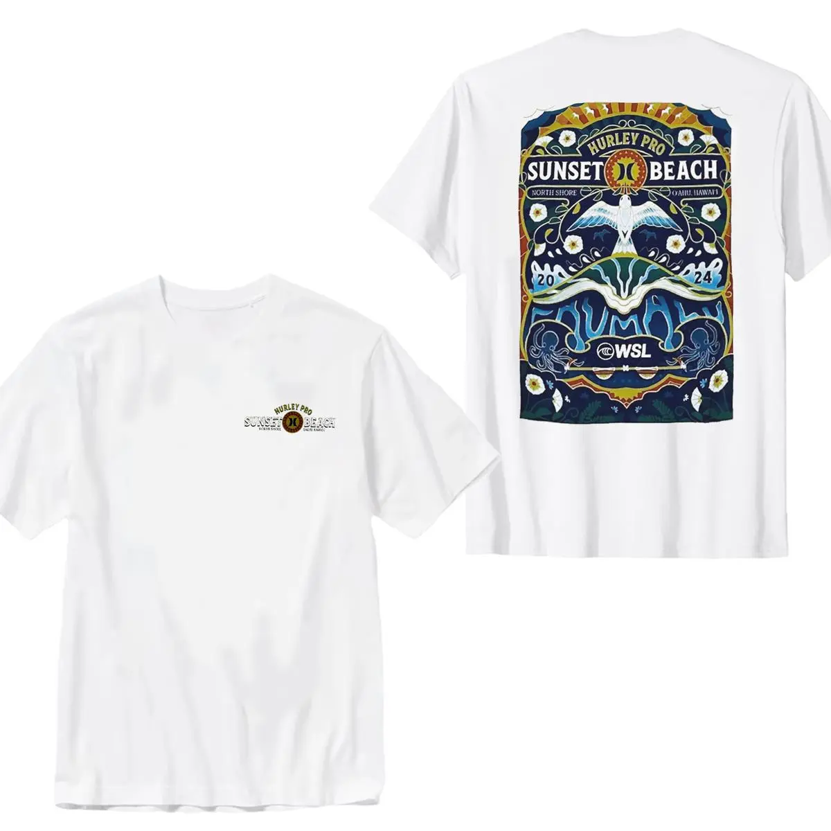 Hurley WSL Sunset Beach North Shore Tee, Pro Surfing Contest Shirt, Unisex Cotton Fabric Men's T-Shirt, Menswear Top Streetwear