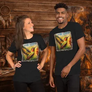 Flutter-Fly Hummingbird Shirt | Colorful Native Spirit Art Tee | Vibrant Bird Painting Shirt | Boho Wildlife Graphic Tee