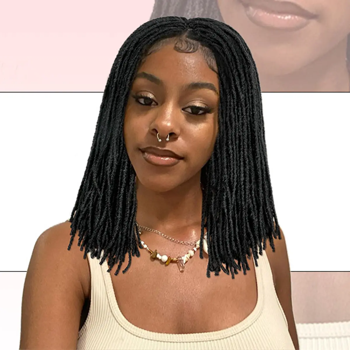 14 Inch Straight Full Lace Dreadlock Wig with Baby Hair Pre Plucked Knotless Square Part Faux Locs Wig Braided Wigs for Women Full Double Lace Wig Dreadlocks Crochet Hair for Women Synthetic Hair Wig