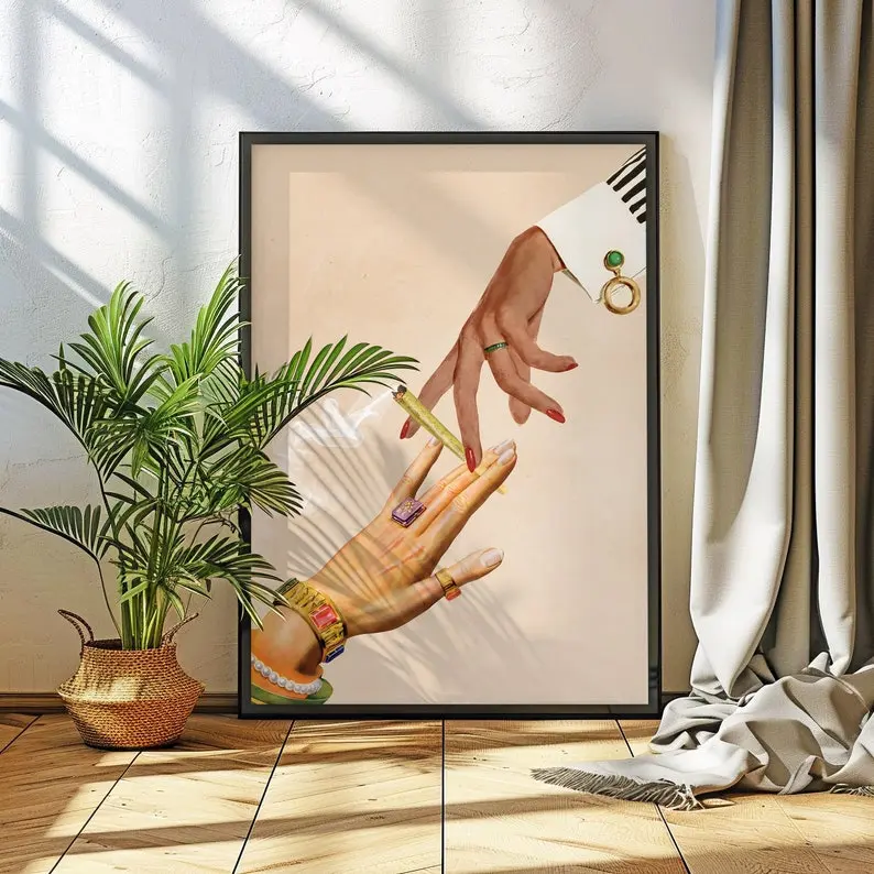 Deep Talks (Cannabis Art Print, Surreal Collage Art, Weed Print, Trippy Wall Art, Retro Wall Art, Psychadelic Art Print)