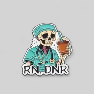 RN DNR Nurse Enamel Pin with Metal Coating Halloween Theme for Medical Professionals Festive and Versatile Design