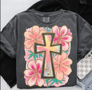 Floral Cross DTF Transfers - THIS IS NOT A SHIRT