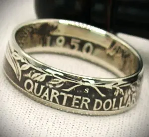 Coin Ring, 1950 Washington Quarter, Ring Size 10-3/8, 90% Silver