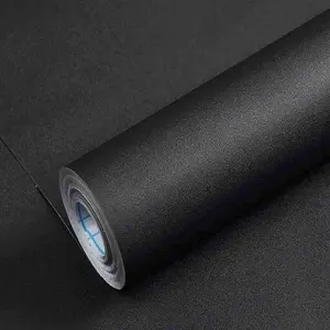 Black Self Adhesive Wallpaper Peel and Stick Film Black Wallpaper Stick Paper Wall  for Living Room Bedroom Table and Door Reform Thick  PVC DIY Decorative 15.8" x118"