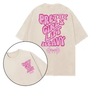 Pretty Girls Lift Heavy Printed Gym Shirt, Gym Shirt, Graphic Gym Shirt, Vintage Washed Tee Conton, Gym Shirt Women, For Men, Ful Size