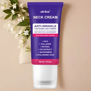 Oleon Neck Cream Anti-Wrinkle Tightening & Firming 60ml with AH-8 Collagen Retinol Fig Extract Niacinamide Hyaluronic Acid for Crepey Skin Body Care Smoother Discoloration Radiance