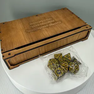 Handmade Laser Engraved Wooden Dice Box with Compartments - Tabletop RPG D&D Dice Storage