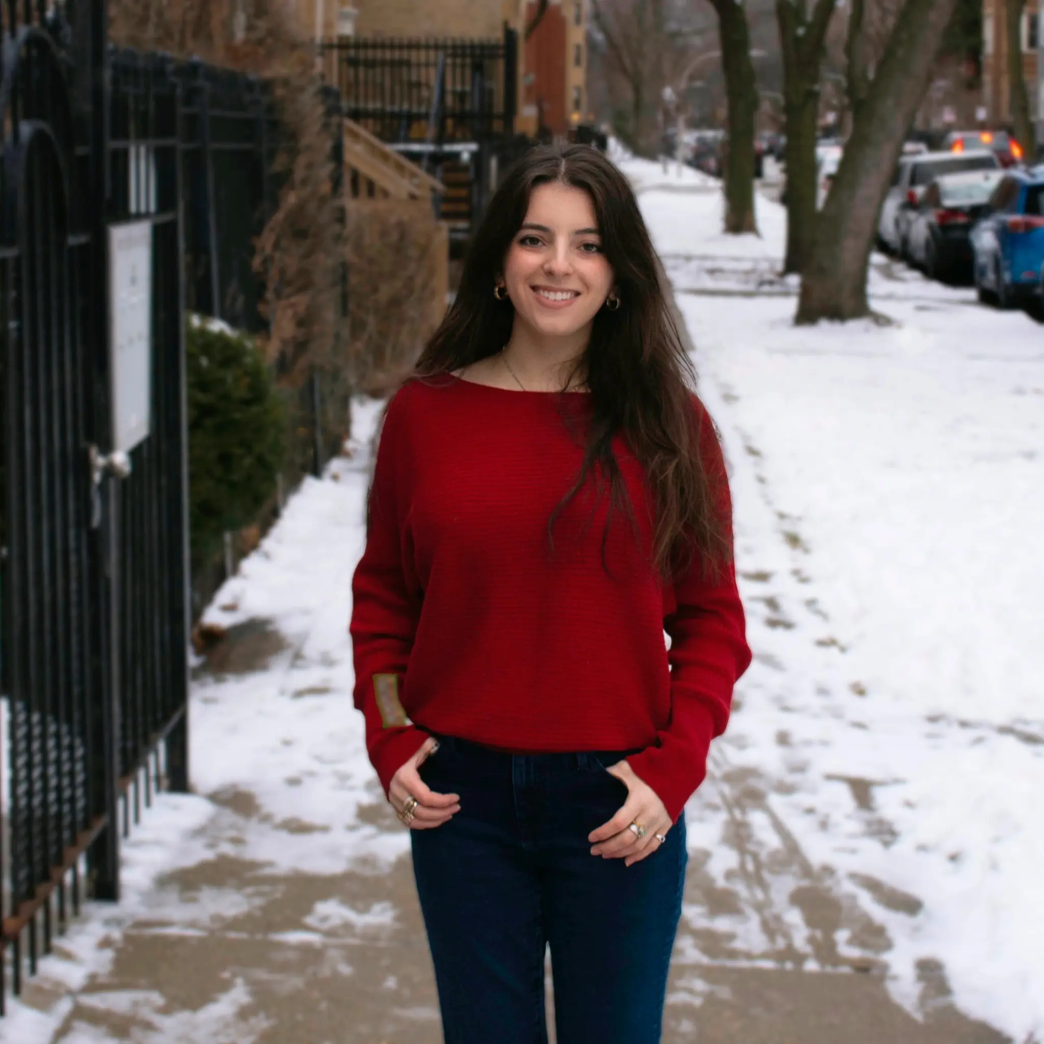 Off Shoulder Alpaca Sweater - Cranberry - Lightweight & Slouchy