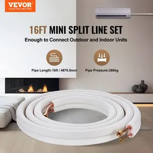 VEVOR 16FT Mini Split Line Set, 1/4 1/2 O. D Copper Pipes Tubing and Triple-Layer Insulation, for Air Conditioning or Heating Pump Equipment HVAC with Rich Accessories (18ft Connection Cable)