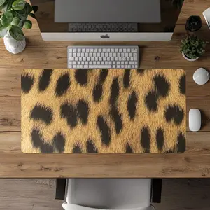 Faux Leopard Fur Desk Mat, Realistic Animal Print Mouse Pad, Cute Desk Accessories, Cheetah Room Decor, Animal Print Mats, Leopard Aesthetic