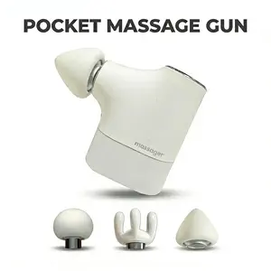 Mini Portable Handheld Massager Cordless 5 Speeds 3 Interchangeable Heads USB Rechargeable Deep Tissue Massager for Head Back Leg Waist Neck White Gift Therapy