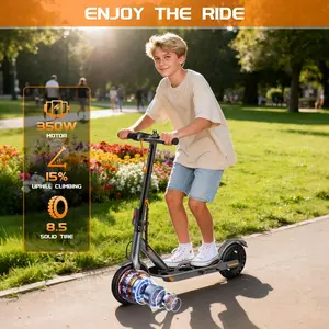 Trending 2026 Orange Kids Electric Scooter | 350W Foldable E-Scooter for Teens Boys Girls | Dual Brake System 8.5" Solid Tires 15° Climb Safe Outdoor Ride Gift