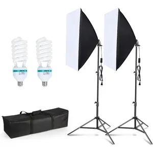 Softbox Lighting Kit 2Pack, 20x28in Soft Box | 135W 5500K E27 Bulb Continuous Photography Lighting, Photo Studio Lights Equipment for Camera , Video Recording