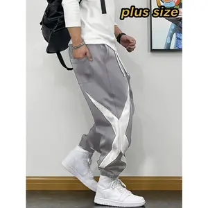 Men's Plus Size Color-Block Star Graphic Loose Joggers, Big & Tall Drawstring Casual Sweatpants for Streetwear & Daily Wear