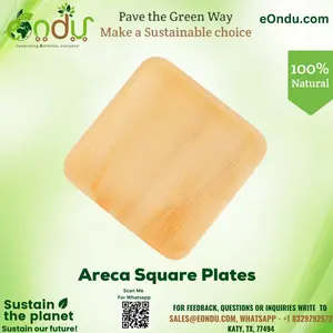 Stylish Palm Leaf Square Disposable Party Plates - Sturdy, Eco-Friendly Biodegradable Compost Dinnerware for Home & Festive Use