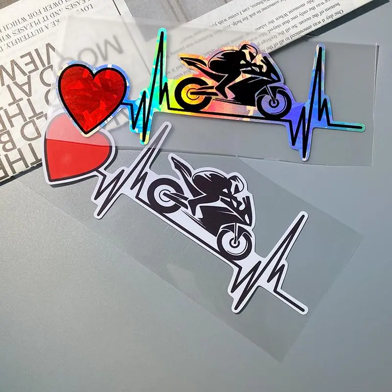 Motorcycle Heartbeat Stickers, Waterproof Racing Style, Fits Fuel Tank, Helmet, Body, Fairing, Scooter Vinyl Decals, Personalized Vehicle Decor