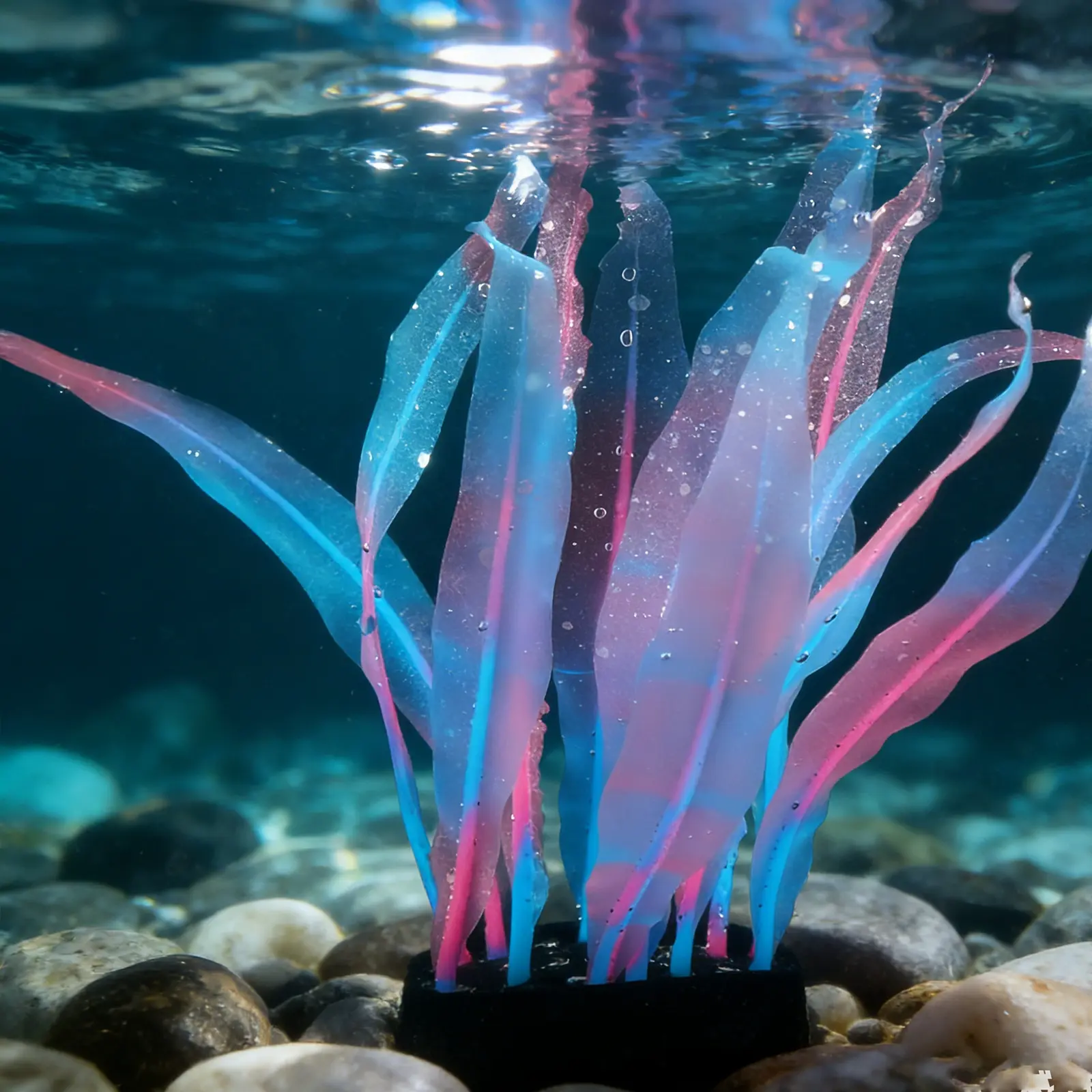 PETAXCELL Aquarium Decoration, Plastic Fish Tank Plants Artificial Silicone Glowing Kelp Aquarium Plants Ornament 1pc for Tall Fish Tank Decor / Landscaping