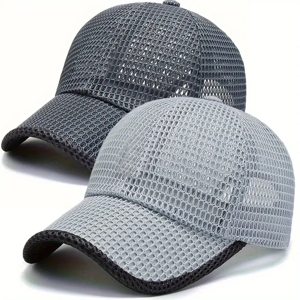 2-Pack Men's Duckbill Hat with Breathable Mesh - Lightweight, Adjustable & Cooling Cap for Outdoor Sports and Fishing, Hats