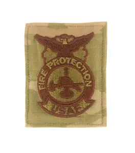 US Air Force Fire Protection OCP Spice Brown Badge with Hook Fastener (each)