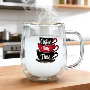 1PC Insulated Double-Walled High Borosilicate Reusable Glass Cup with Handle,large Capacity Clear Coffee Mug for Hot & Cold Beverages Drinks for Men Women,Perfect Birthday Gift,Travel-Friendly, kitchen Bar Settings,Home Office Water Cup