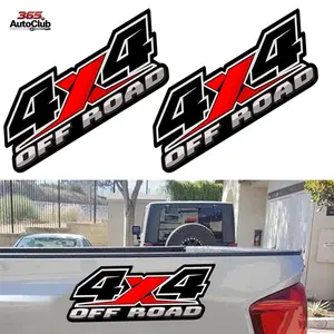 2Pcs 4X4 Offroad Decal Stickers, Auto Emblem Accessories Compatible with Ford F-150 F-250 F-350 Tacoma Tundra Ram Silverado Pickup Trucks, Includes 1Pc Squeegee (Black & Red)