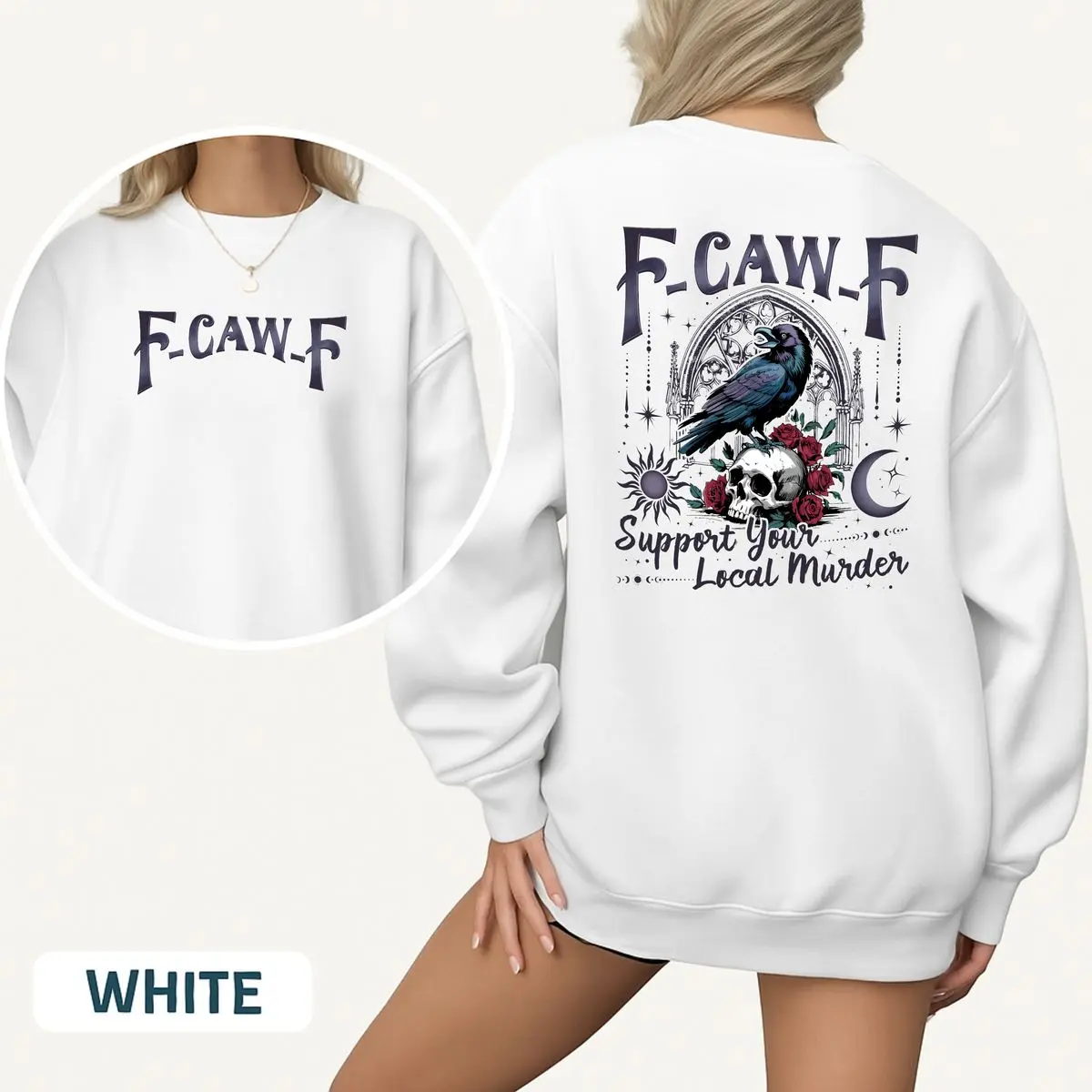 F Caw F Crow Sweatshirt, Funny Halloween Rooster Crow Sweatshirt, Farm Animal Humor Pullover, Casual Fall Season Unisex Top For Men And Women, Unisex Long Sleeve Crewneck Shirt