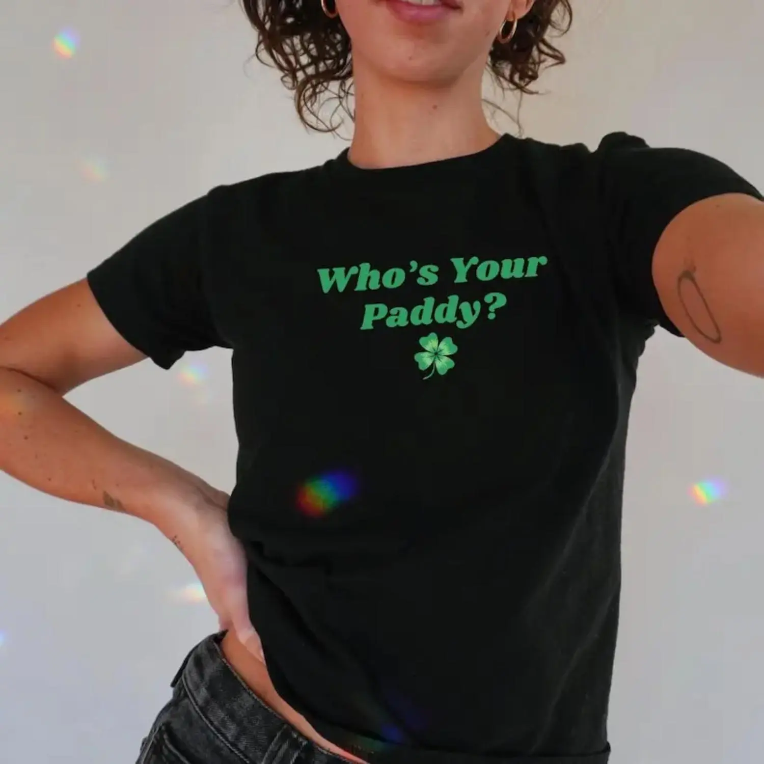 Women's St. Patrick's Day Graphic T-Shirt - Funny 'What's Your Paddy' Print, Breathable Short-Sleeve Crew Neck, Slim-Fitting, Casual, Boho Style, Normal Type, XXL, Lucky Gift Idea, All Seasons, Machine Washable Top