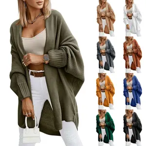 PASLTER Women's Fall Cardigans 2025 Trendy Open Front Batwing Sleeve Knit Oversized Long Cardigan Sweaters