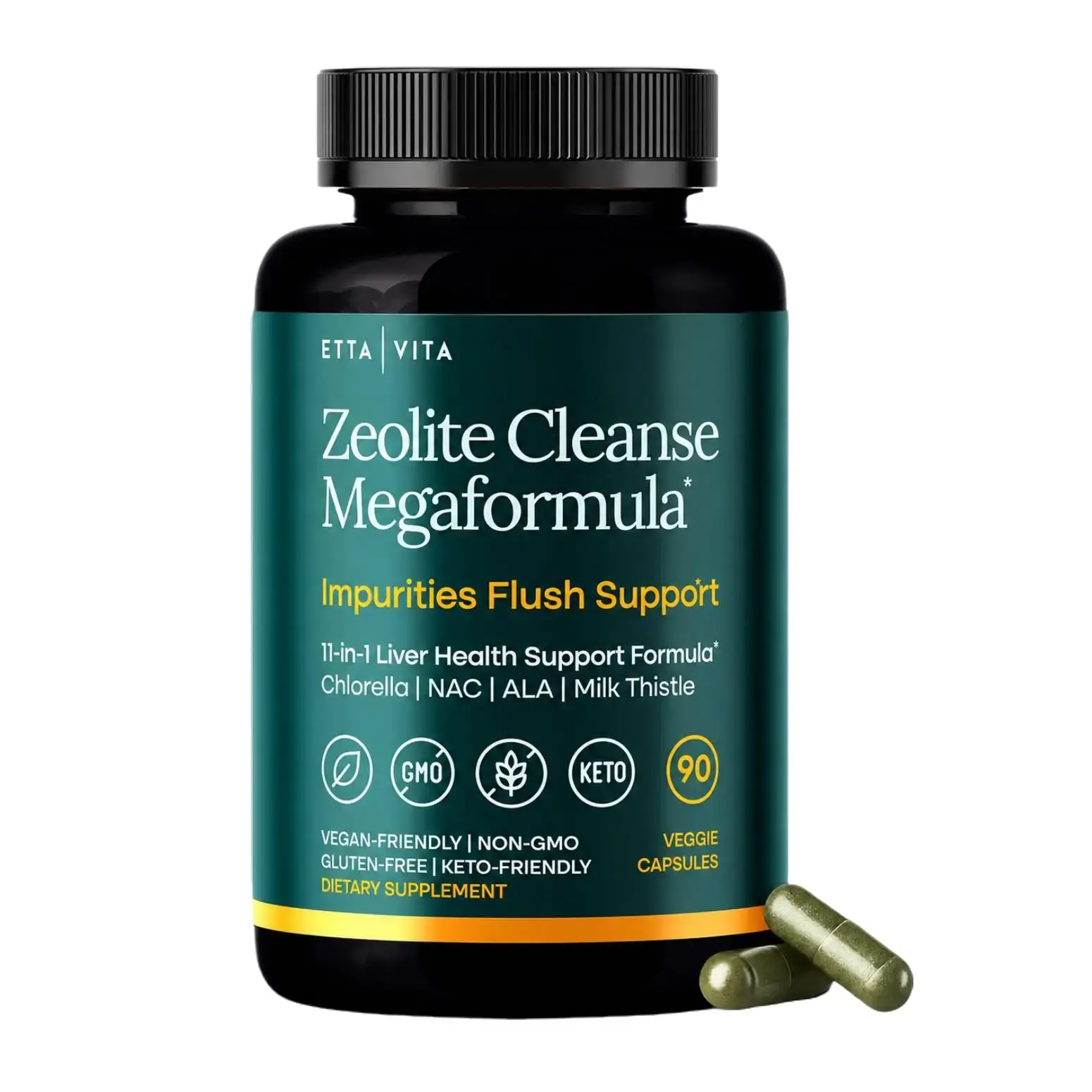 Etta Vita | Premium Liver & Gut Health Support Formula with Glutathione, NAC, Milk Thistle, Chlorella, Spirulina, ALA, Cilantro, Noni & Shilajit – Supports Energy & Overall Wellness