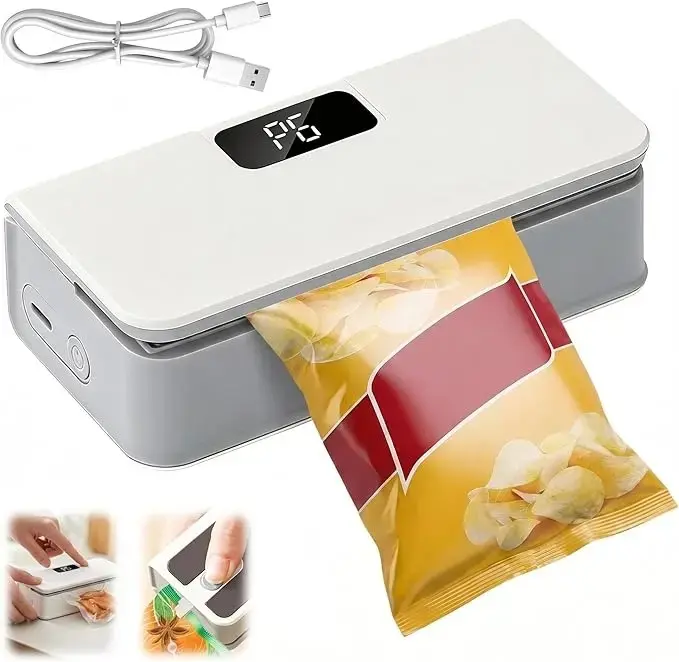 Mini Bag Sealer With Cutter, USB Rechargeable Portable Heat Sealer 2 In 1 Snack Bag Sealing Machine for Food Storage, Chips, Coffee, Pet Food, Travel Camping Kitchen Gadget