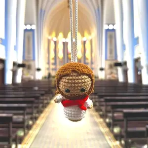 Handmade Crochet Car Rearview Mirror Hanging Ornament, Cute Jesus Car Interior Decoration, Car Rearview Mirror Pendant, Car Accessories